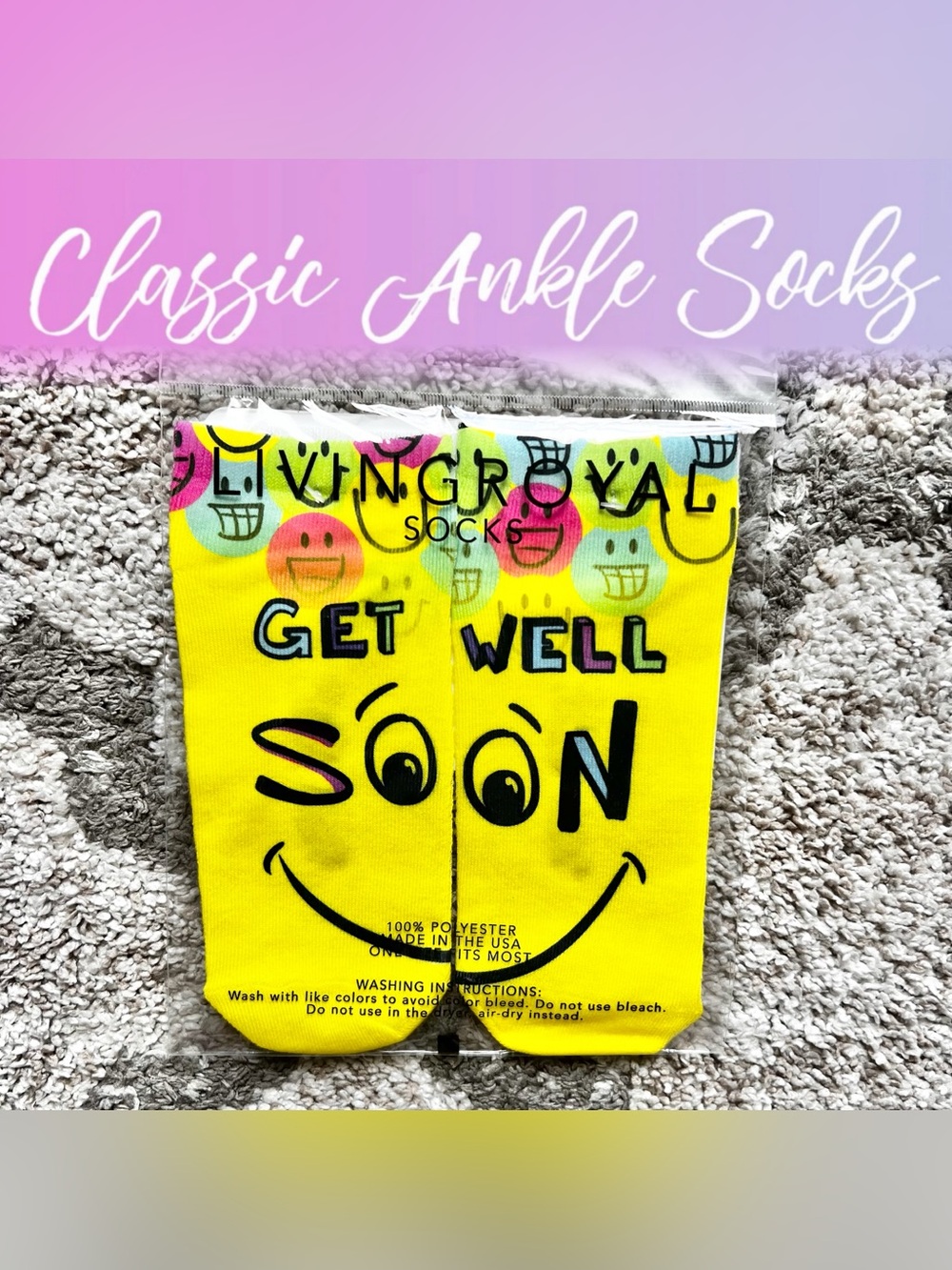 Rare! Living Royal “Get Well Soon” Classic Ankle Socks | Discontinued